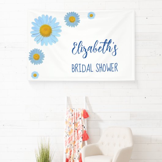 Vrijgezellenfeest van Blue Daisies Floral Spandoek (Insitu)