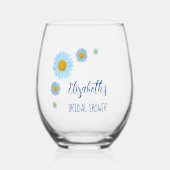 Vrijgezellenfeest van Blue Daisies Floral Wijnglas Zonder Voet (Voorkant)
