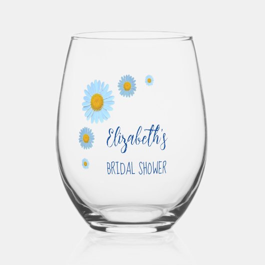 Vrijgezellenfeest van Blue Daisies Floral Wijnglas Zonder Voet (Voorkant)