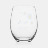 Vrijgezellenfeest van Blue Daisies Floral Wijnglas Zonder Voet (Achterkant)