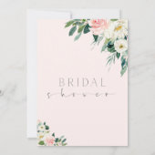 Vrijgezellenfeest van Blush and White Floral Tea P Kaart (Achterkant)