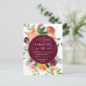 Vrijgezellenfeest van Blush- en Bourgogne Peonies- Uitnodiging Briefkaart (Staand voorkant)