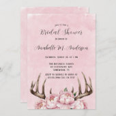 Vrijgezellenfeest van Boho Antler en Pink Peonies Kaart (Voorkant / Achterkant)