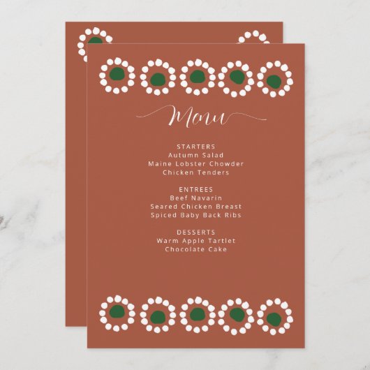 Vrijgezellenfeest van Boho Barro Menu (Voorkant / Achterkant)