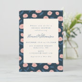 Vrijgezellenfeest van Boho Navy en Pink Flowers Kaart (Staand voorkant)