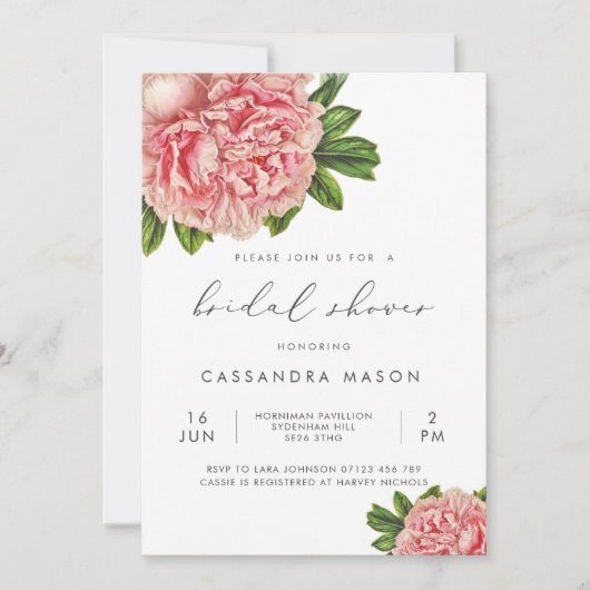  Vrijgezellenfeest van botanische roze pony Kaart (Voorkant)