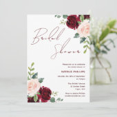 Vrijgezellenfeest van Bourgogne en Blush Flowers Kaart (Staand voorkant)