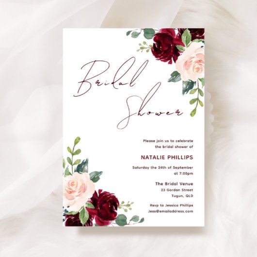 Vrijgezellenfeest van Bourgogne en Blush Flowers Kaart