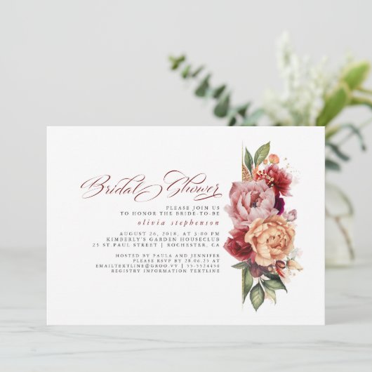 Vrijgezellenfeest van Bourgogne Red en Oranje Flor Kaart (Staand voorkant)