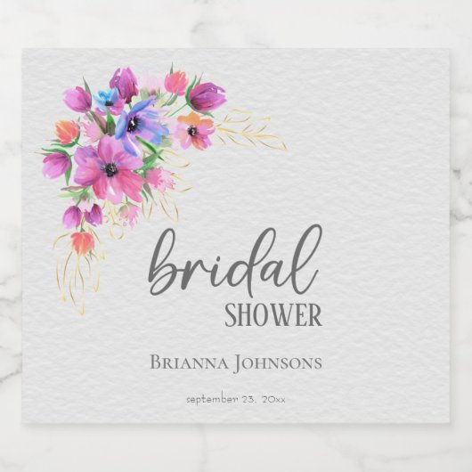 Vrijgezellenfeest van Bright Flowers Golden Greene Sparkling Wijnetiket (Enkel label)