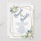 Vrijgezellenfeest van Brunch en Bubble Blue Floral Kaart (Voorkant)
