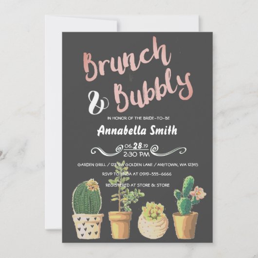 Vrijgezellenfeest van Brunch en Bubble Floral Chal Kaart (Voorkant)