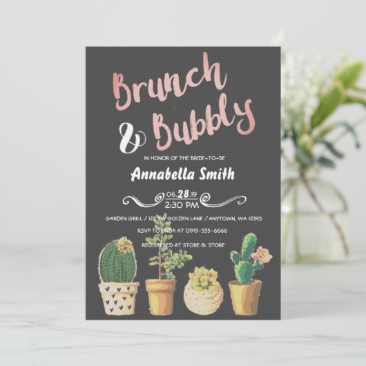 Vrijgezellenfeest van Brunch en Bubble Floral Chal Kaart (Staand voorkant)