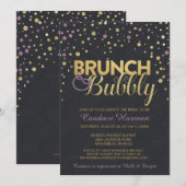 Vrijgezellenfeest van Brunch en Bubble Glitter Cha Kaart (Voorkant / Achterkant)