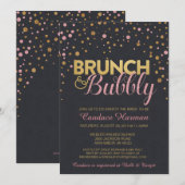 Vrijgezellenfeest van Brunch en Bubble Glitter Cha Kaart (Voorkant / Achterkant)