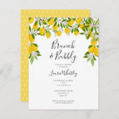Vrijgezellenfeest van Brunch en Bubble Lemons Gree Aankondigingskaart (Voorkant / Achterkant)