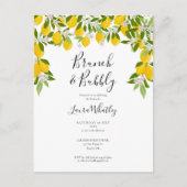 Vrijgezellenfeest van Brunch en Bubble Lemons Gree Aankondigingskaart (Voorkant)