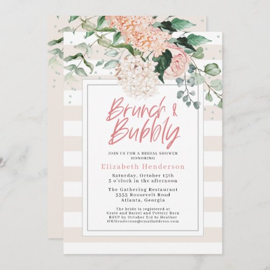 Vrijgezellenfeest van Brunch en Bubble Pink Kaart (Voorkant / Achterkant)