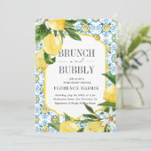 Vrijgezellenfeest van Brunch en Bubble Yellow Lemo Kaart (Staand voorkant)