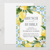 Vrijgezellenfeest van Brunch en Bubble Yellow Lemo Kaart (Voorkant / Achterkant)