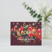 Vrijgezellenfeest van Burgundy Floral String Light Uitnodiging Briefkaart (Staand voorkant)