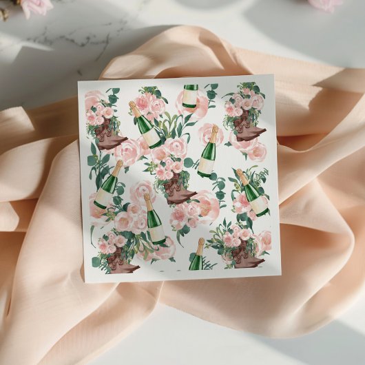 Vrijgezellenfeest van champagne en blokjes servet