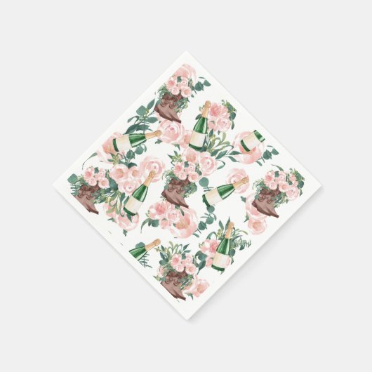 Vrijgezellenfeest van champagne en blokjes servet (Hoek)