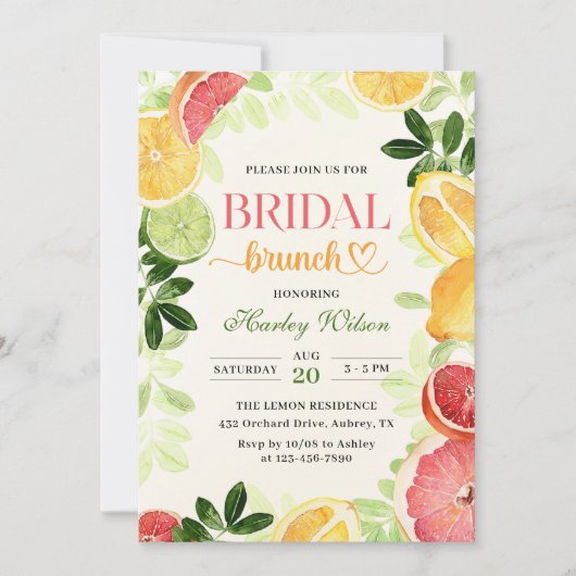 Vrijgezellenfeest van citrusvruchten kaart (Voorkant)