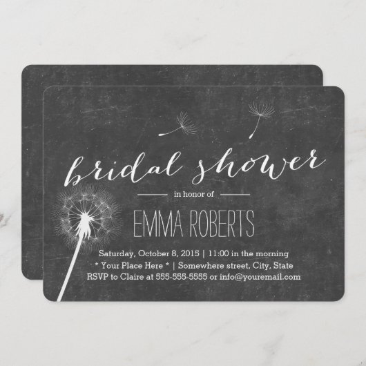Vrijgezellenfeest van Dandelion Chalkboard Kaart (Voorkant / Achterkant)