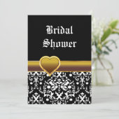 Vrijgezellenfeest van de Black White damask hart b Kaart (Staand voorkant)