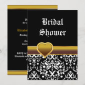 Vrijgezellenfeest van de Black White damask hart b Kaart (Voorkant / Achterkant)