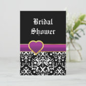 Vrijgezellenfeest van de Black White damask hart b Kaart (Staand voorkant)