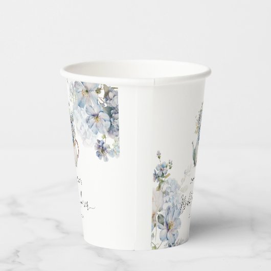 Vrijgezellenfeest van de Blauwe Hydrangeas-theepar Papieren Bekers (Rechts)