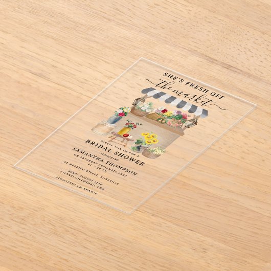 Vrijgezellenfeest van de Bloemenmarkt van de water Acryl Uitnodigingen (Laagn)