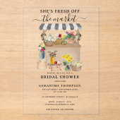 Vrijgezellenfeest van de Bloemenmarkt van de water Acryl Uitnodigingen (Voorkant)