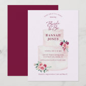 Vrijgezellenfeest van de Blush Burgundy Floral Cak Kaart (Voorkant / Achterkant)