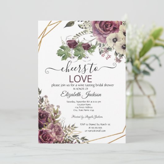 Vrijgezellenfeest van de Bourgogne-bloemen voor wi Kaart (Staand voorkant)