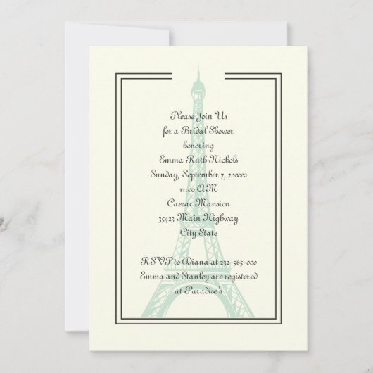 Vrijgezellenfeest van de Eiffeltoren van Parijs-br Kaart (Voorkant)