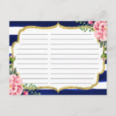 Vrijgezellenfeest van de Floral Navy Blue Stripes Briefkaart (Achterkant)