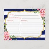 Vrijgezellenfeest van de Floral Navy Blue Stripes  Briefkaart (Voorkant)