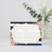 Vrijgezellenfeest van de Floral Navy Blue Stripes Briefkaart (Staand voorkant)