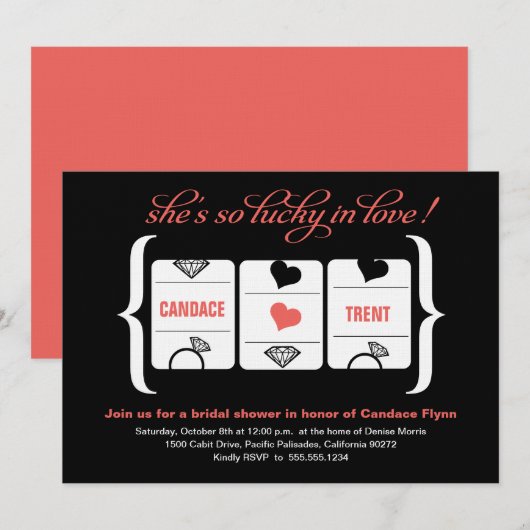 Vrijgezellenfeest van de gokautomaat kaart (Voorkant / Achterkant)