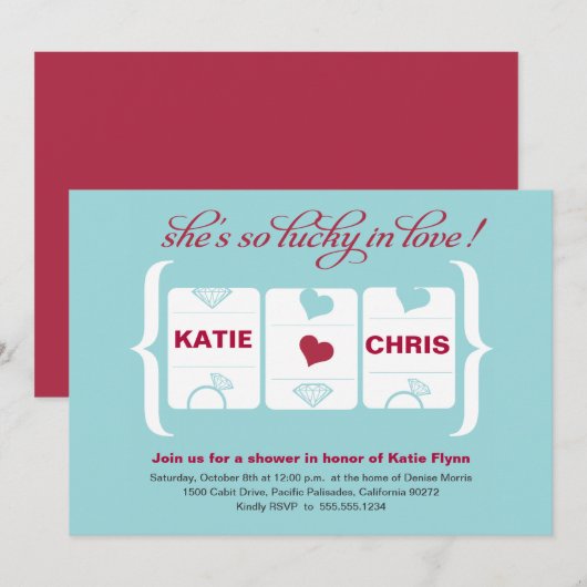 Vrijgezellenfeest van de gokautomaat kaart (Voorkant / Achterkant)