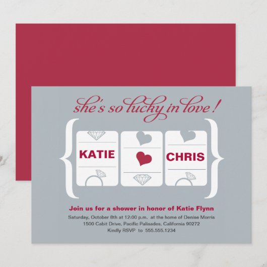 Vrijgezellenfeest van de gokautomaat kaart (Voorkant / Achterkant)