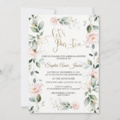 Vrijgezellenfeest van de goudroze bloemen kaart (Voorkant)