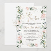 Vrijgezellenfeest van de goudroze bloemen kaart (Voorkant / Achterkant)