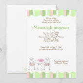 Vrijgezellenfeest van de Groene Stripe Tea Party T Kaart (Voorkant / Achterkant)