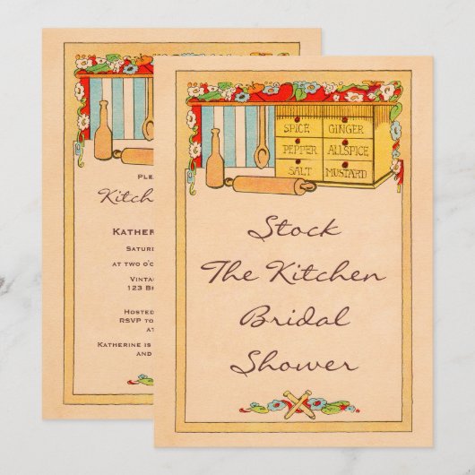 Vrijgezellenfeest van de keuken-specerijdoos Kaart (Voorkant / Achterkant)