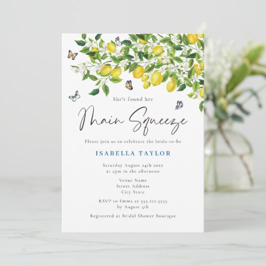 Vrijgezellenfeest van de Lemon Main Squeeze Kaart (Staand voorkant)