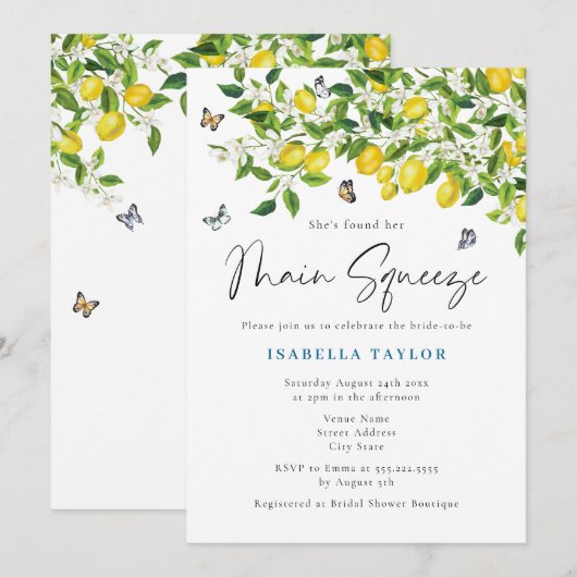 Vrijgezellenfeest van de Lemon Main Squeeze Kaart (Voorkant / Achterkant)